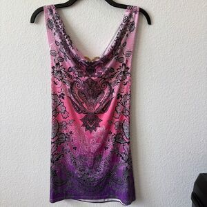 Pink & Purple Ombre Paisley Open Back Top